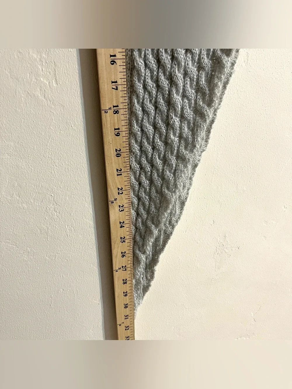 Light Gray Sparkling Knit Triangle Shawl Wrap
